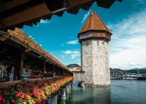 The iconic bridge in Lucerne