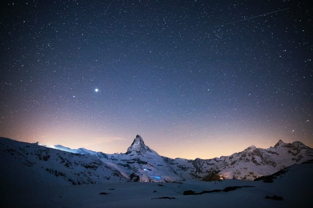 The Matterhorn in Zermatt in the nights