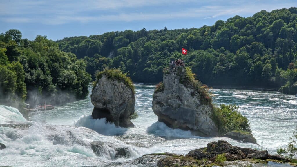 Rocks in the middle of the Rhine Falls
