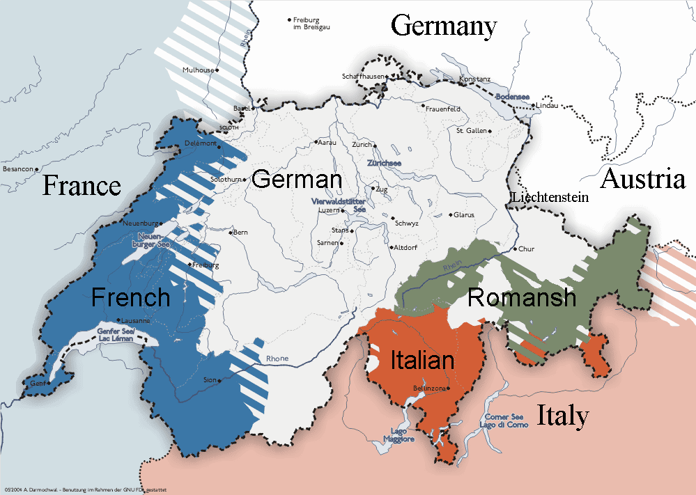 Graphic showing the different languages spoken in Switzerland