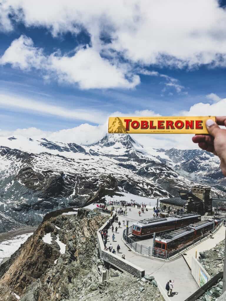 A Toblerone in front of the Matterhorn in Zermatt
