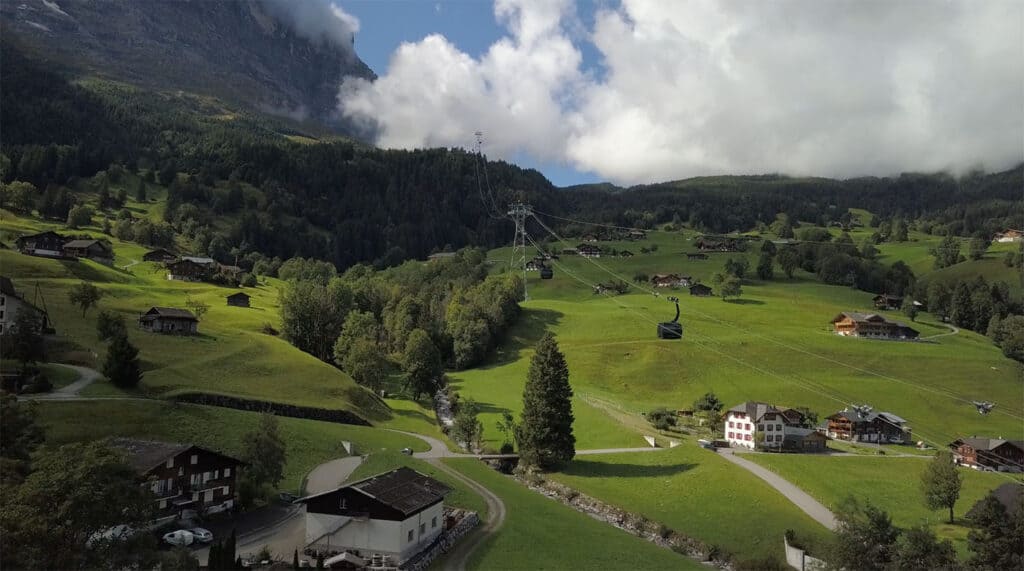 The Eiger Express cablecar in summer