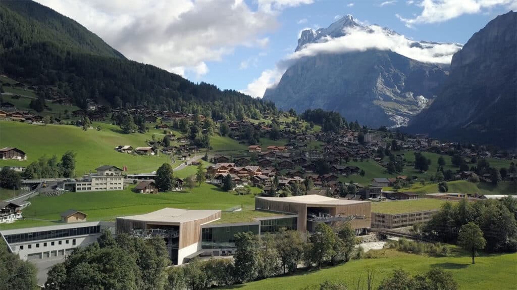 Grindelwald Terminal and village in the background in summer