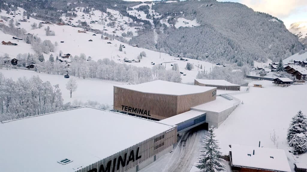 The modern building of the Grindelwald Terminal