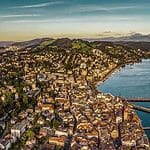 Aerial panorama of lucerne city