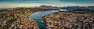Aerial panorama of lucerne city