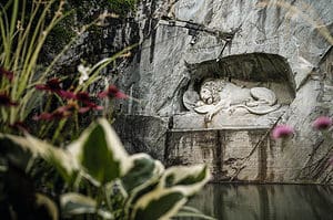 Lion monument at glacier garden in lucerne