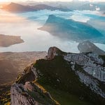 Scenic view from Pilatus mountain during sunset