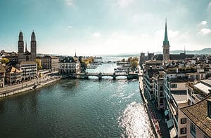 Limmat river scenic view in Zurich