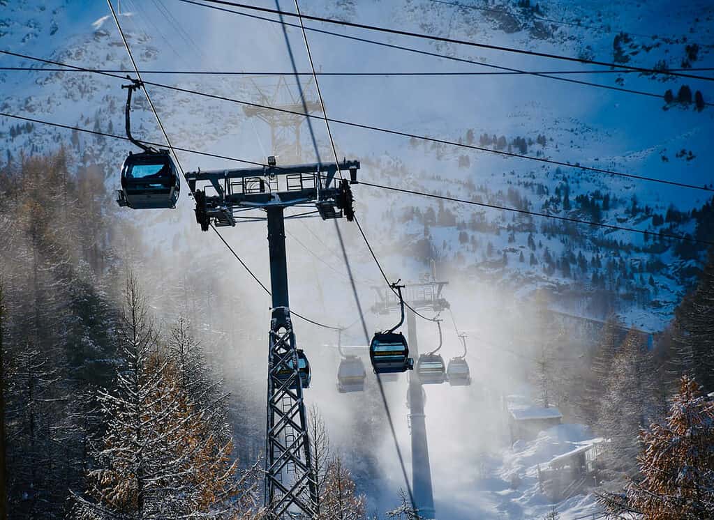 Matterhorn Express Cable Car Gondolas in winter