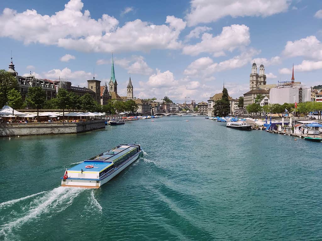 A river cruise boat on Limmat in Zurich