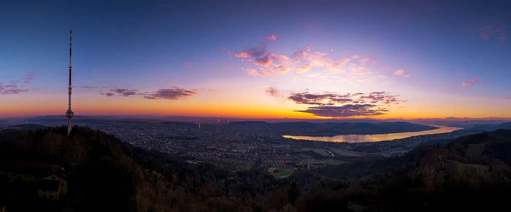 Panoramic view of Zurich seen from Uetliberg