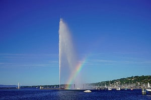 Geneva's Jet d'Eau water fountain