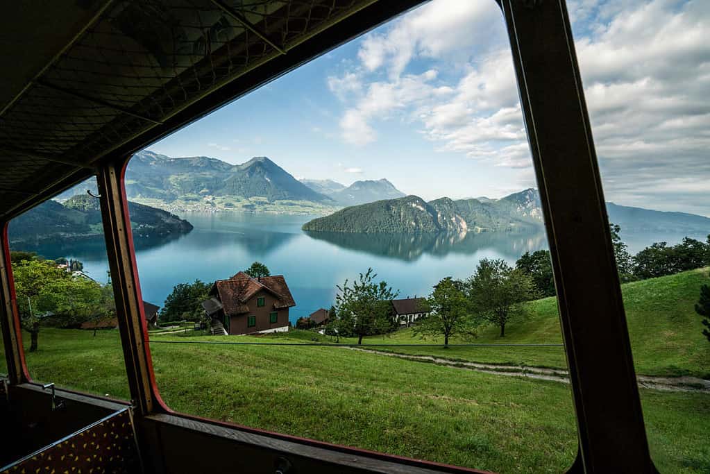 Scenic train ride when travelling from Lucerne to Mount Rigi