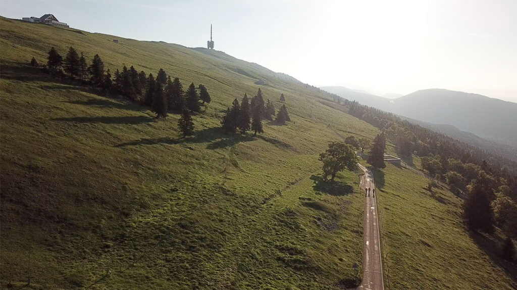 Chasseral in the jura mountains see from a drone