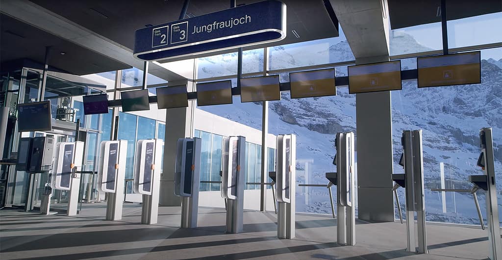 Eigergletscher station connecting eiger express with the jungfraujoch train