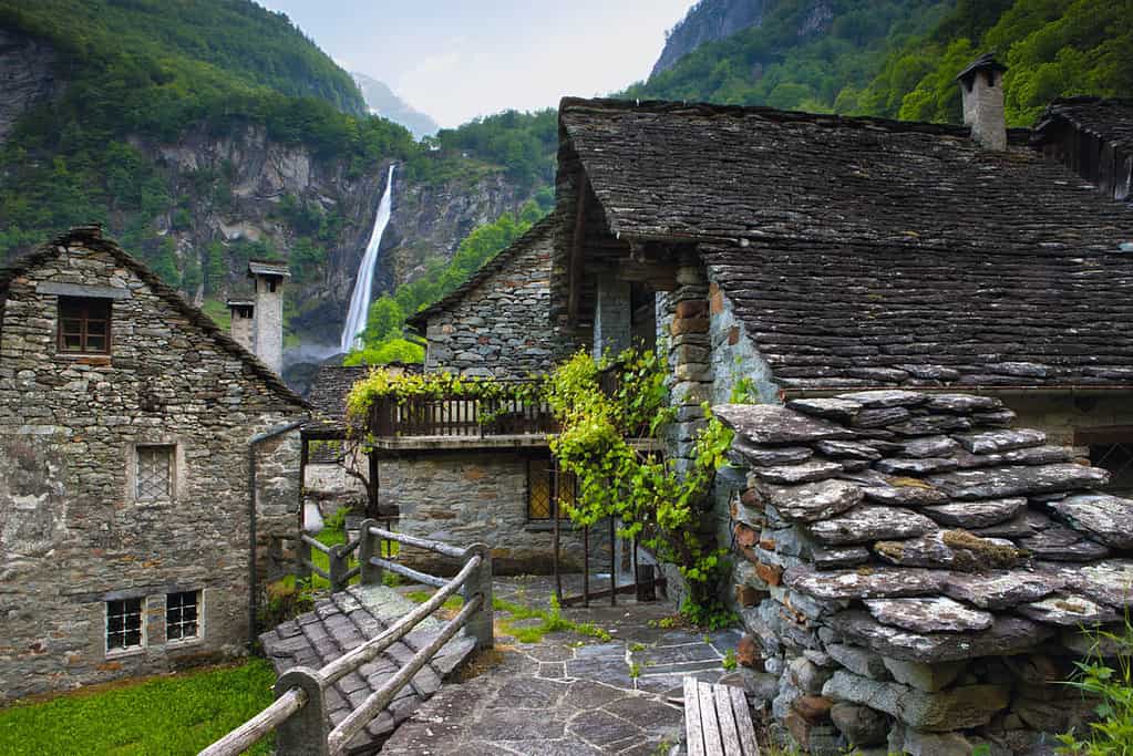 stone village foroglio with waterfall