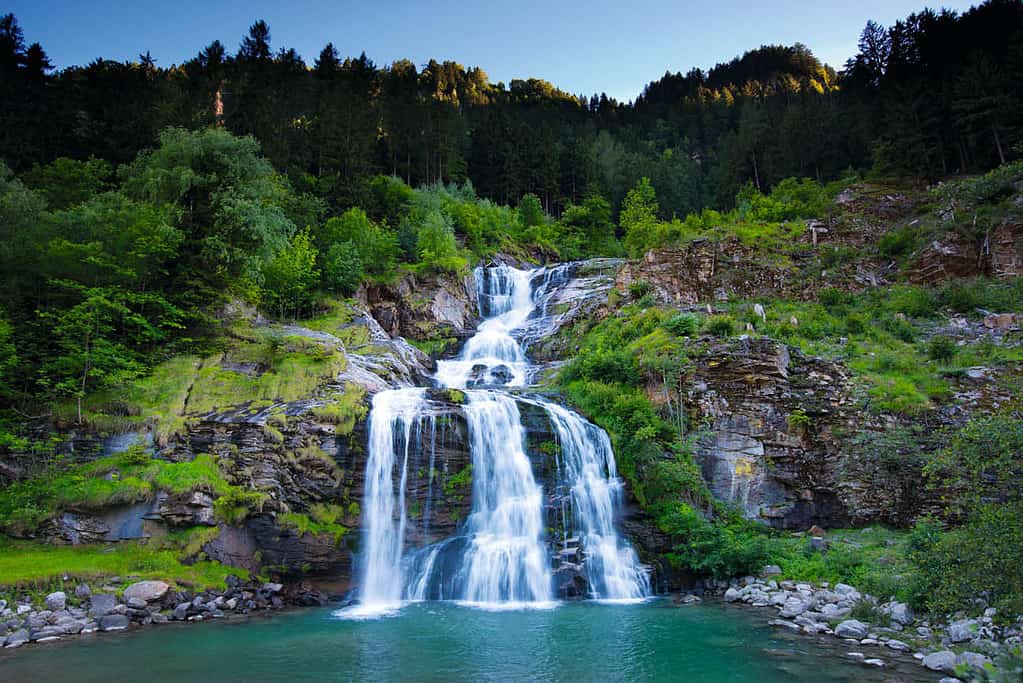 A beautiful waterfall in switzerland