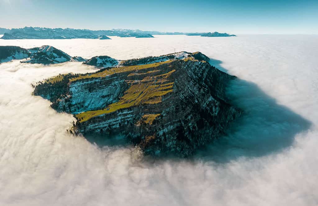 Rigi mountain in a sea of clouds