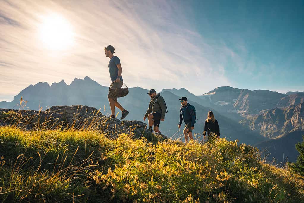 Hiking people in switzerland usually say hello